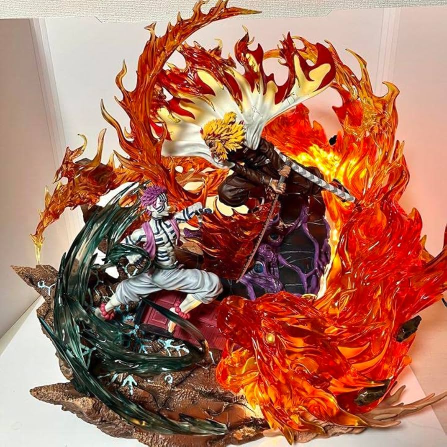 Amazon.co.jp: 222個限定 高級樹脂製 煉獄杏寿郎 猗窩座 フィギュア