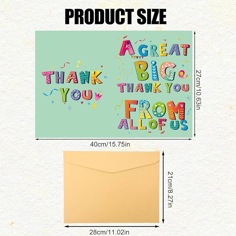 Amazon.com: Gosknor Jumbo Thank You Card, 15.75x10.63in Large