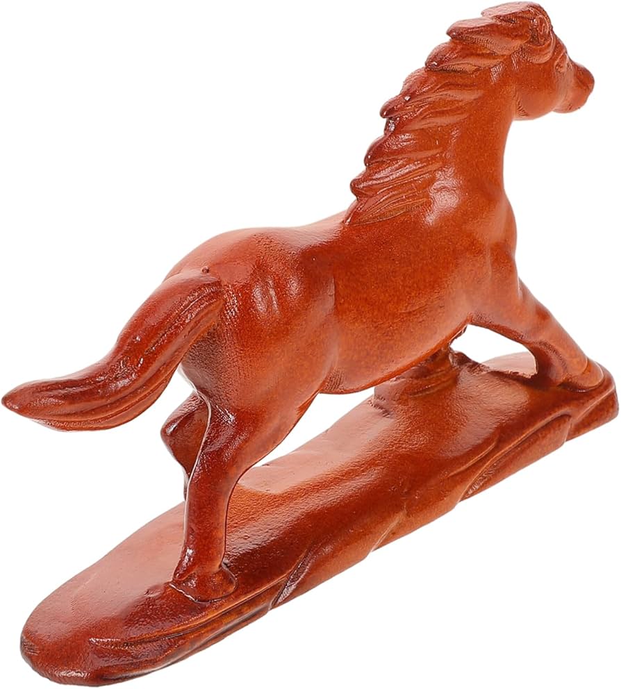 Amazon.co.jp: CRAFTHROU 木彫りの馬のアート 干支の馬の置物 馬の装飾