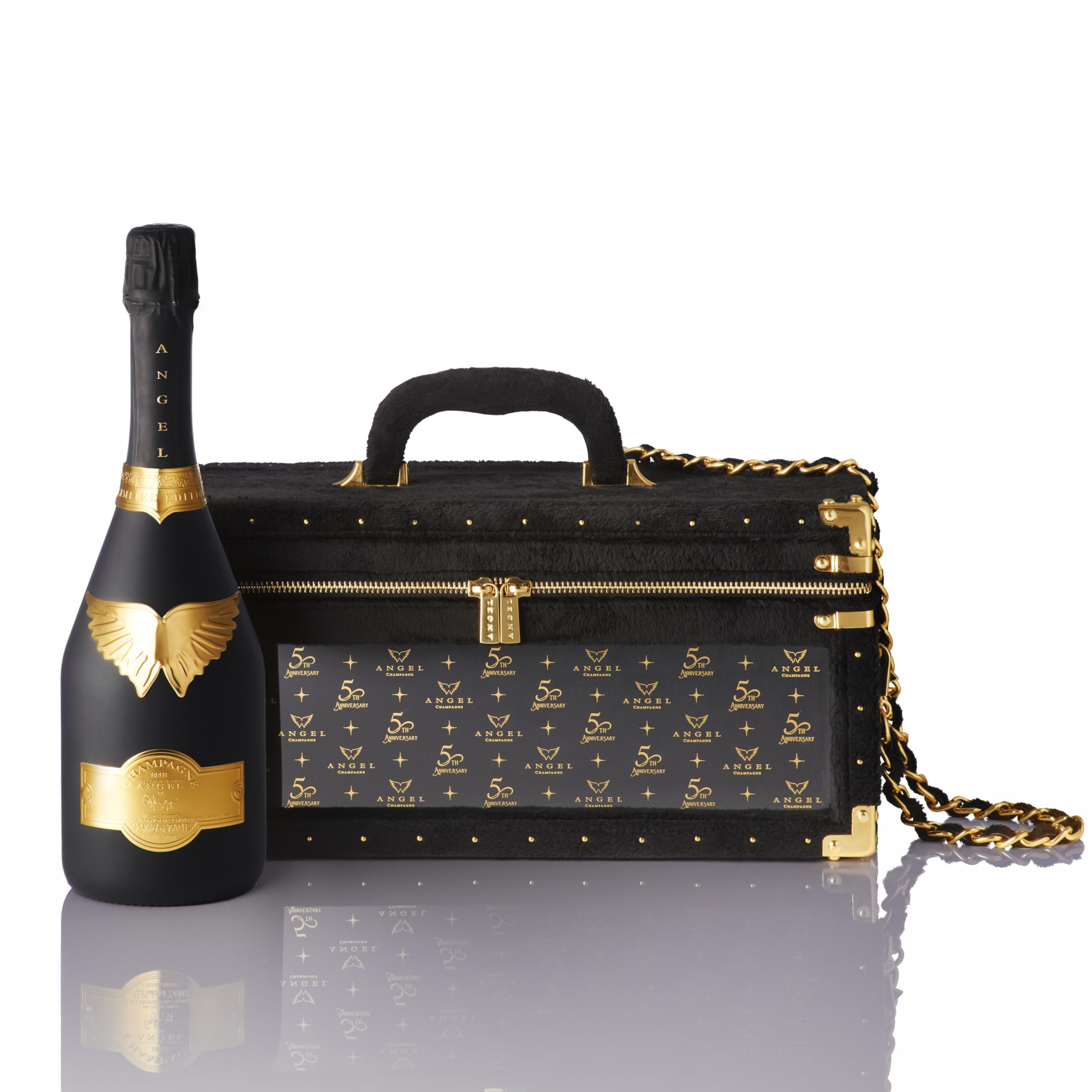 ANGEL エンジェル シャンパン 5周年記念 空箱空瓶、ファージップタイプ