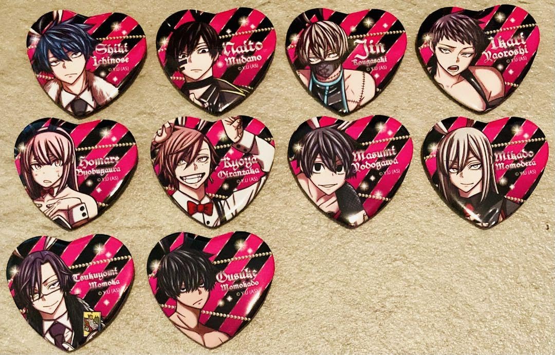 桃源暗鬼 無陀野無人 ハート 缶バッジ バニー16個 グッズ-バッチ