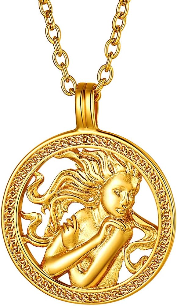 Amazon | [FindChic] コイン ネックレス 18k 星座 ペンダントトップ