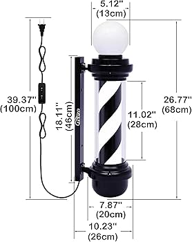 Amazon.co.jp: WDZD 27'' Barber Pole 68 cm サインポール、白黒