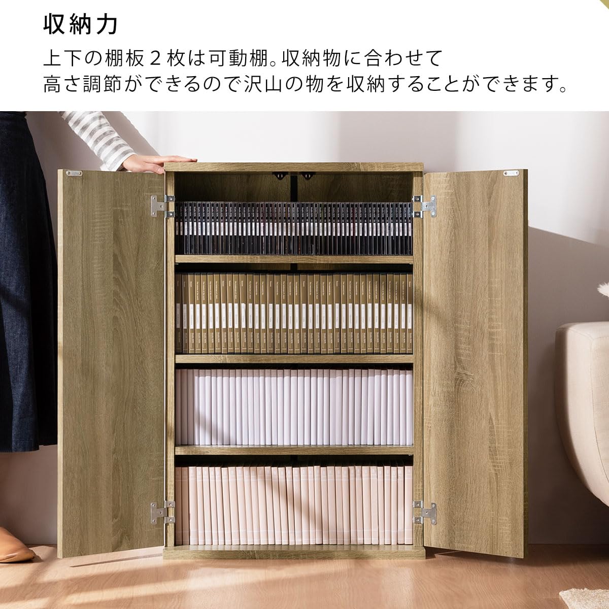 Amazon｜ぼん家具 【完成品】 本棚 扉付き 薄型 収納 コミックラック