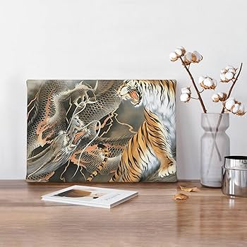 Amazon.co.jp: アートポスター フレーム 装飾画 虎 龍 竜 ドラゴン柄