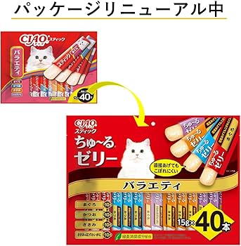 CIAOスティック ちゅ〜るゼリー バラエティ 40本×2袋 5セット Amazon.co.