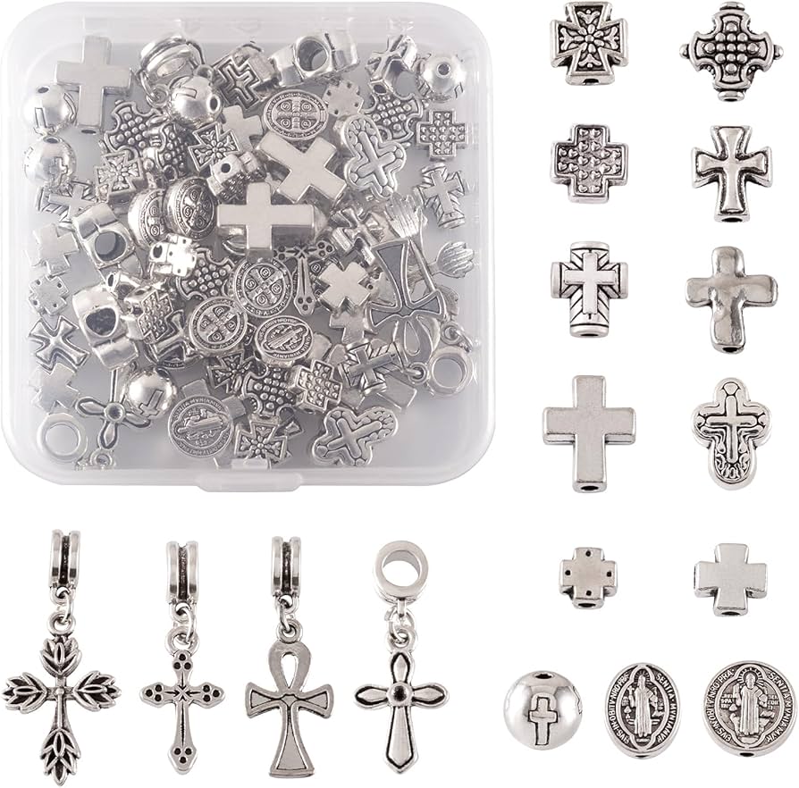 Amazon | Beadthoven 約70個入り 14種類 アンティークシルバー クロス