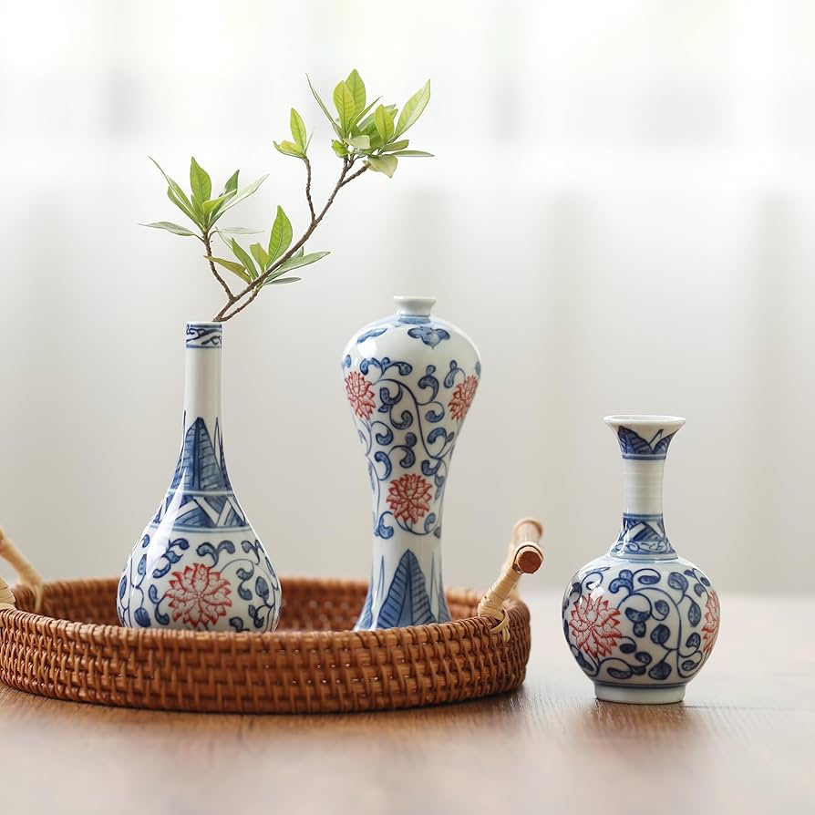 Amazon.co.jp: Haimin 磁器花瓶花器 3つセット 小さな 生け花 飾り瓶