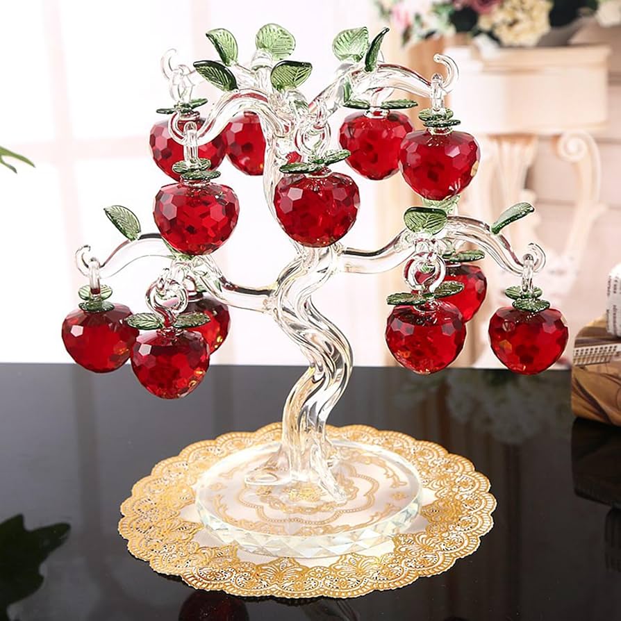 Amazon.co.jp: リンゴの木 林檎 リンゴ 果物 置物 ガラス クリスタル