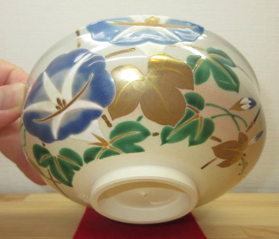 Amazon | 【逢絢亭】茶道具 茶碗 抹茶碗 平茶碗 京焼 仁清写 朝顔の図