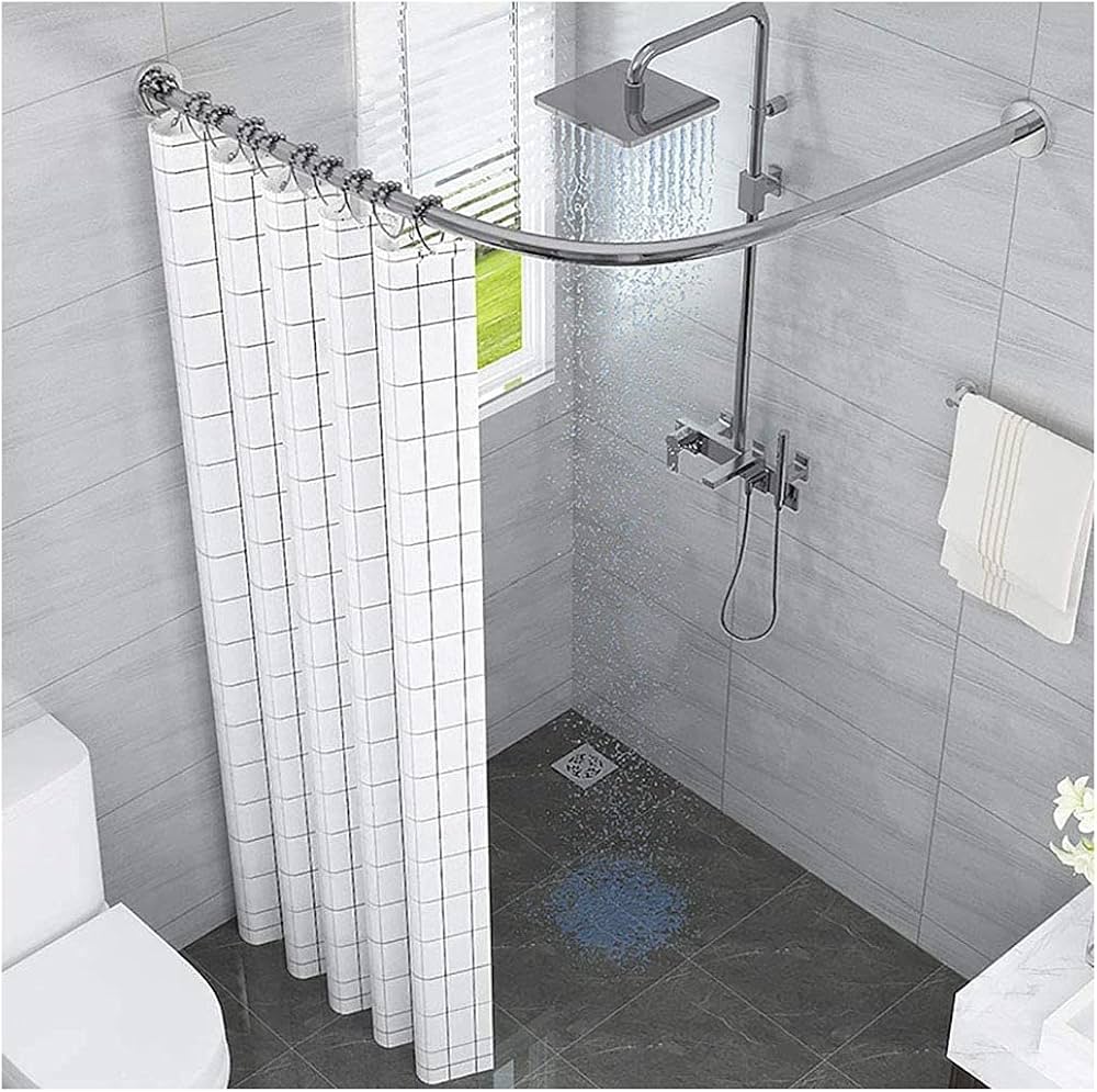 Amazon｜シャワーカーテンレールL字型、L字型伸縮式シャワーロッド