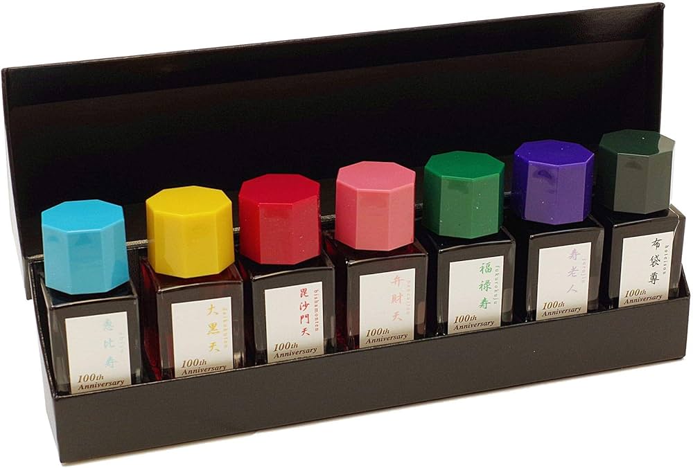 Amazon | 100周年限定品 万年筆水性インキ 色彩雫セット 【七福神