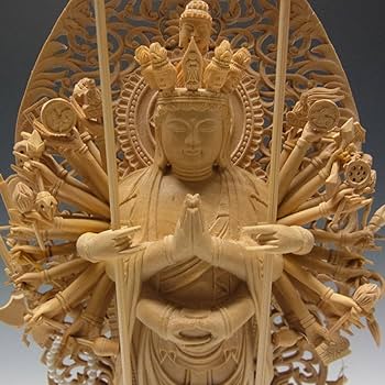 Amazon | 柘植 千手観音菩薩 立像 32cm 木彫り 仏像 | Ryusho | 仏像