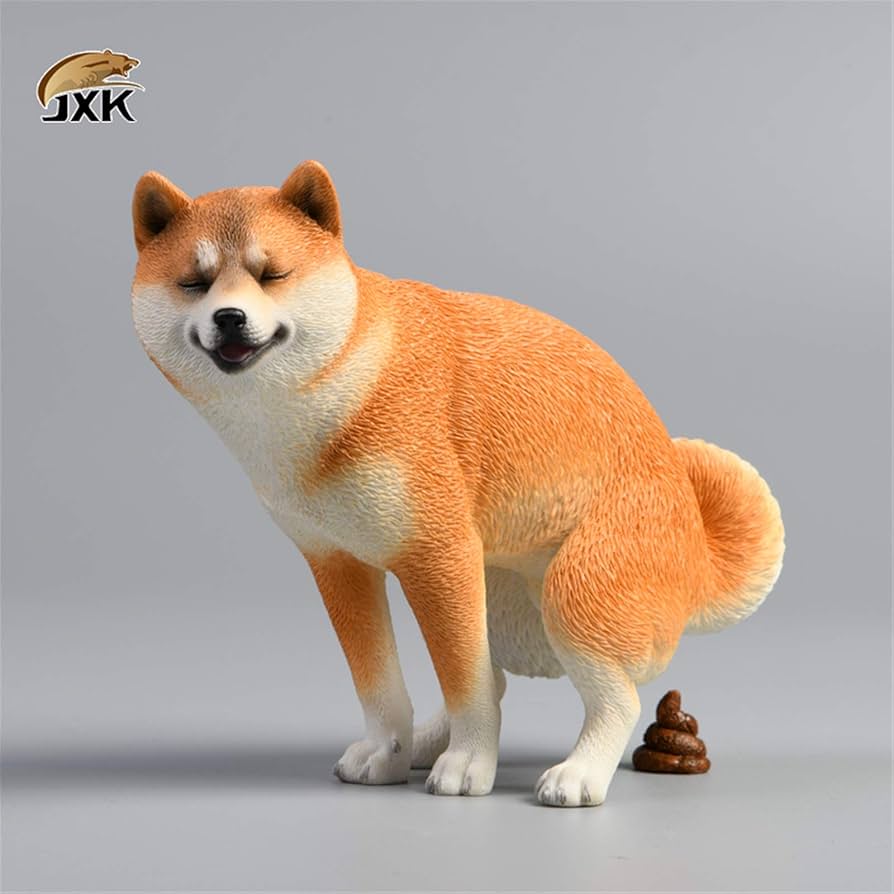 Squatting Dog いきむ犬 PVCフィギュア 柴犬 ピンク Squatting Dog
