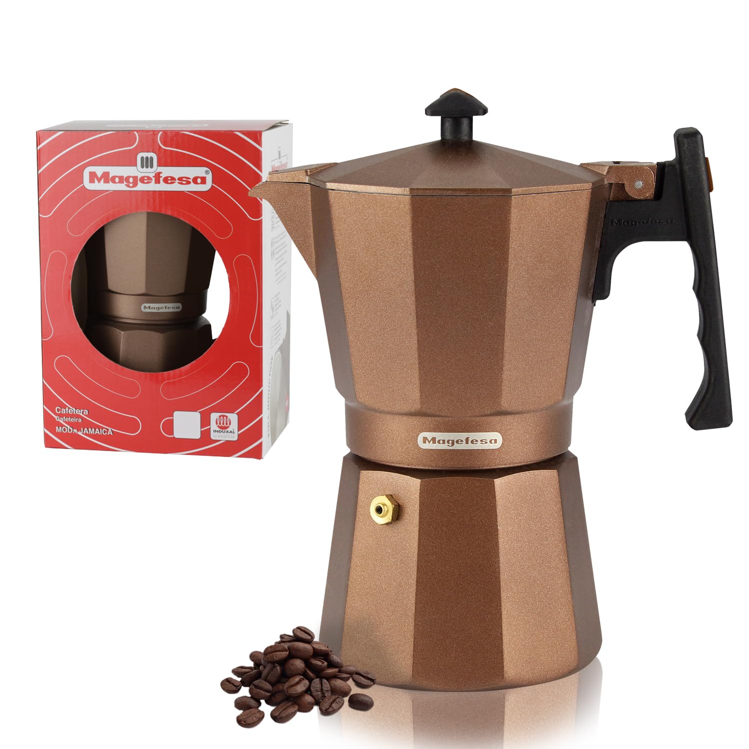 Amazon.com: Magefesa Jamaica Brown Stovetop Espresso Maker, 12-Cup