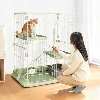 Amazon.co.jp: JPJieAnXin 猫ケージ キャットケージ 2段 スリム 大型猫