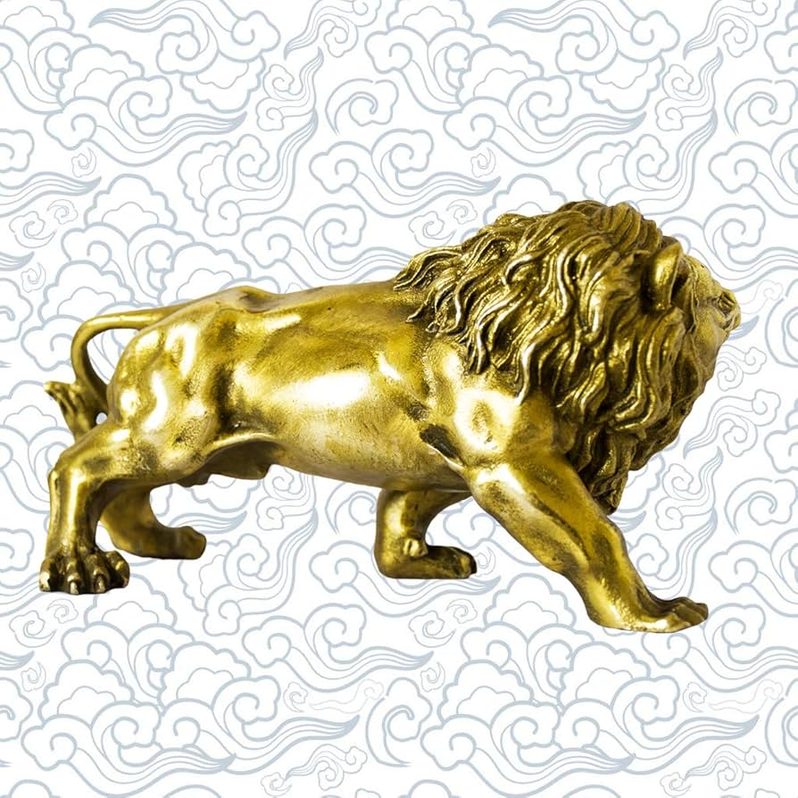 幸運真鍮ブラスオブジェライオンアンティークgold ゴールド希少