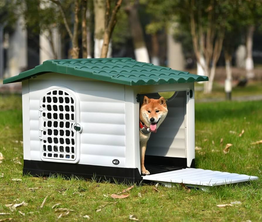 Amazon | 犬舎 室外 犬小屋 屋外用 中型犬用 大型犬用 ドア付き
