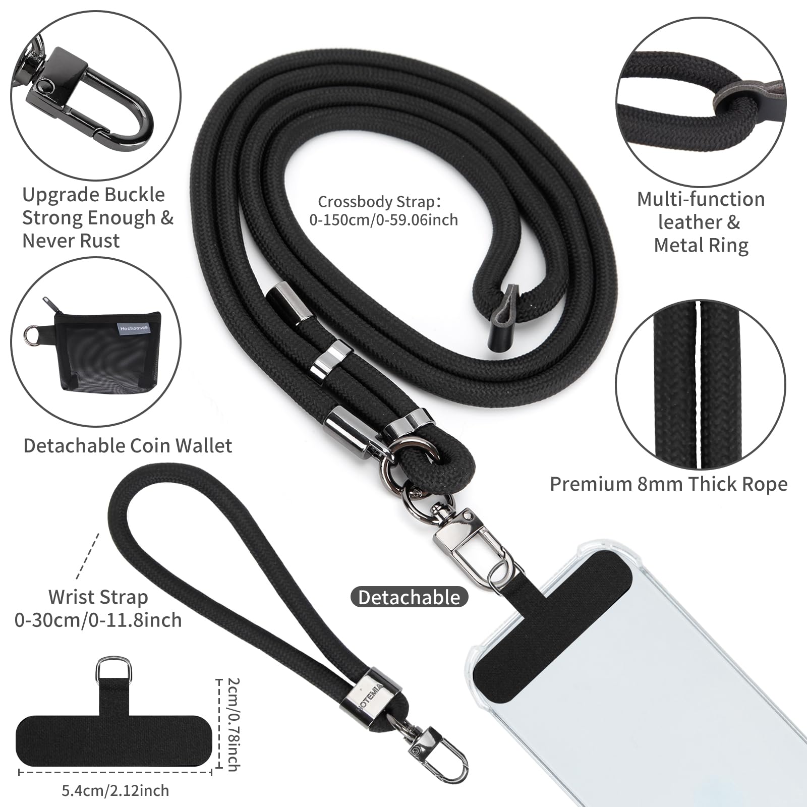 Amazon.com: HOTEMIA Phone Lanyard and Wrist Straps, Adjustable