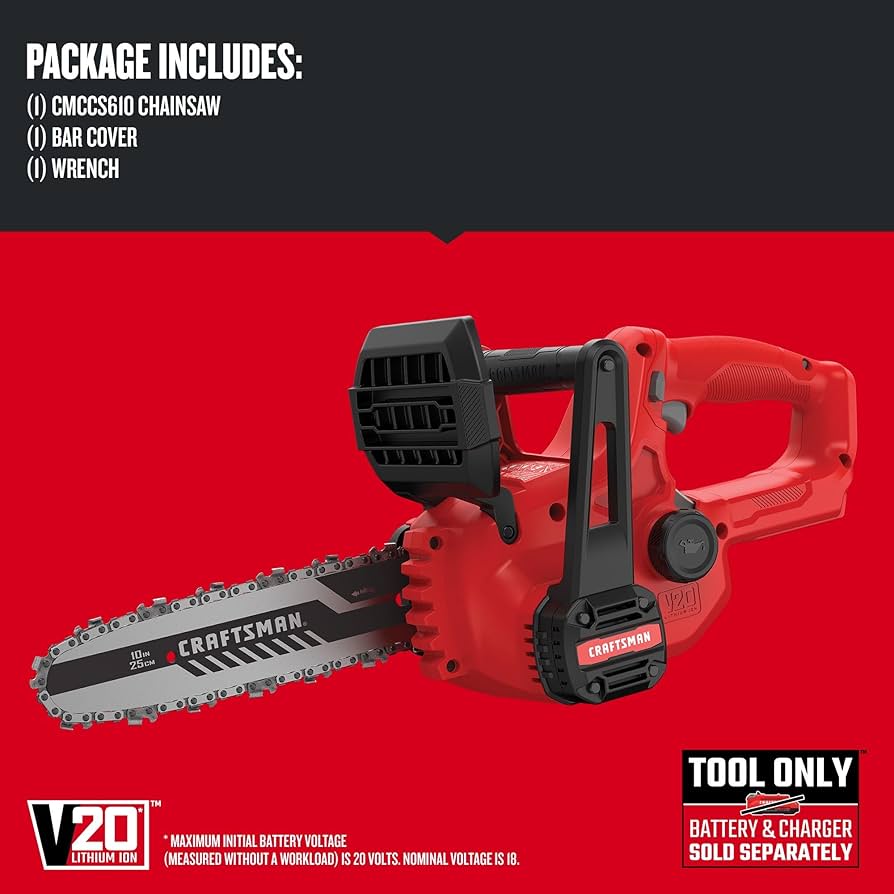Amazon.com : CRAFTSMAN V20 Mini Chainsaw, Cordless, 10 inch, Bare