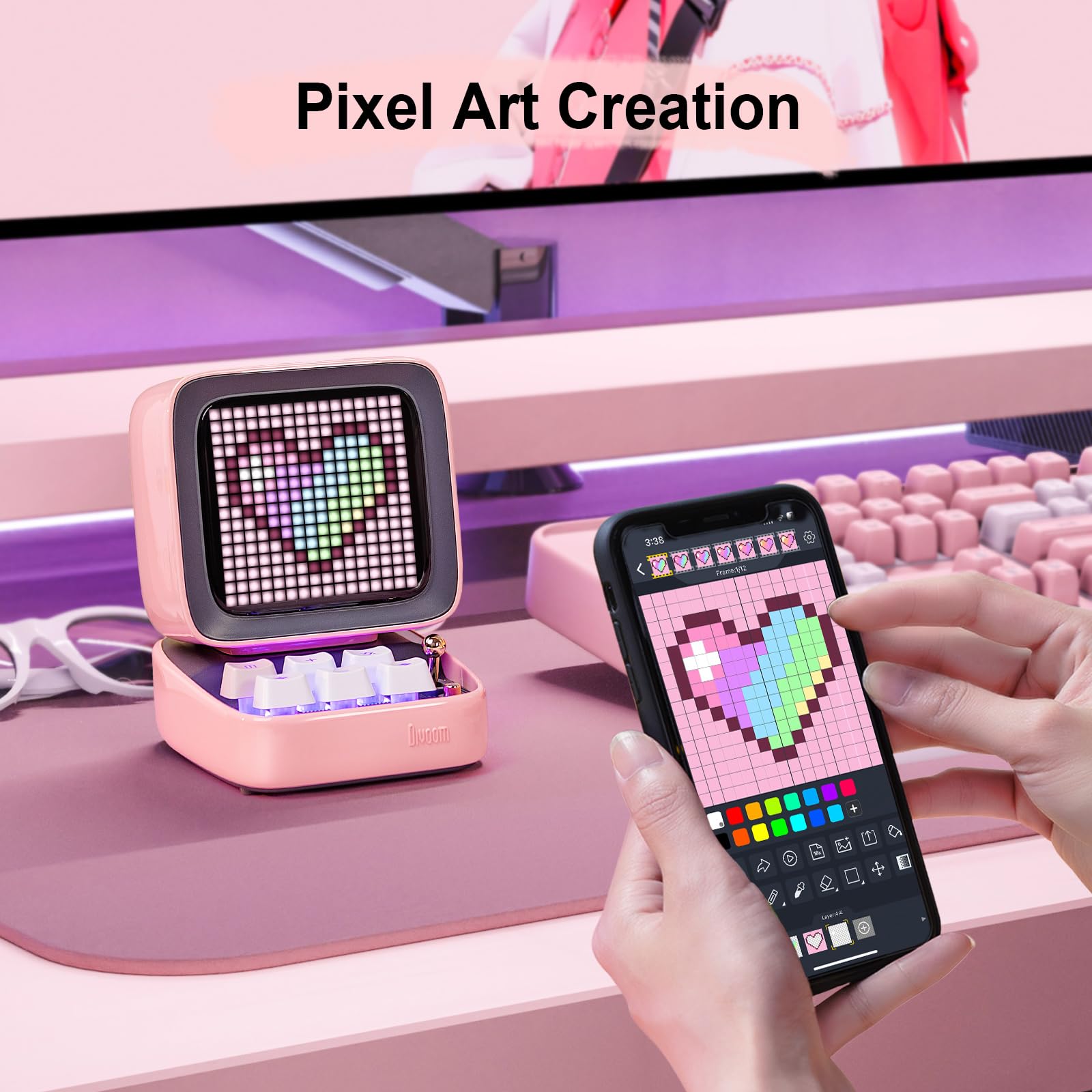 Amazon.com: Divoom Ditoo Pink+Times Gate Pink - Cute Pixel Display