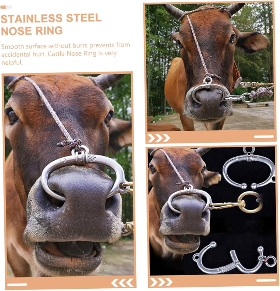 Amazon.co.jp: HAKIDZEL ステンレス製牛鼻輪 バネ式取り付け 家畜用