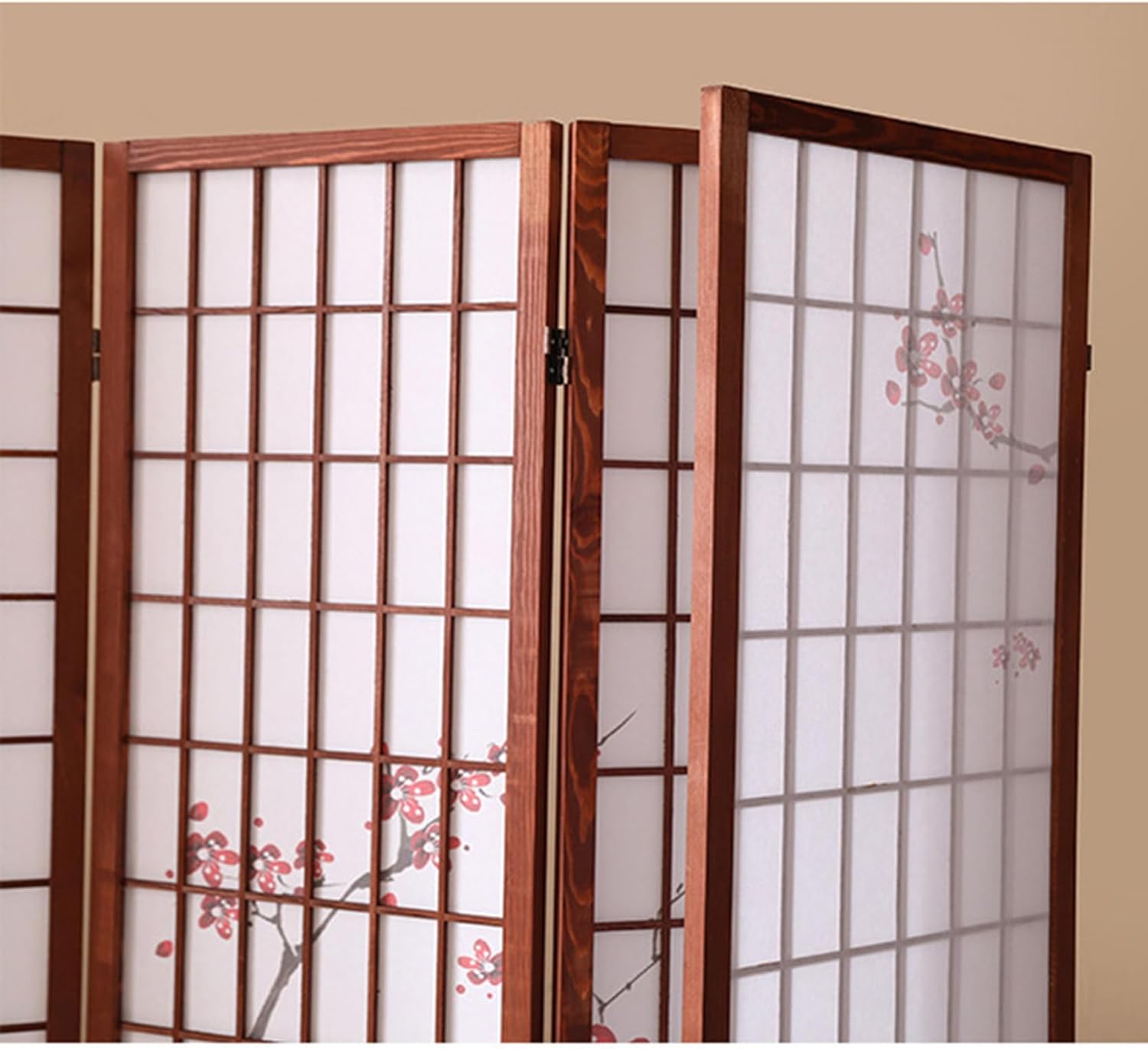 和風 木彫り 障子 4連 折りたたみ 衝立 パーテーション 衝立 障子