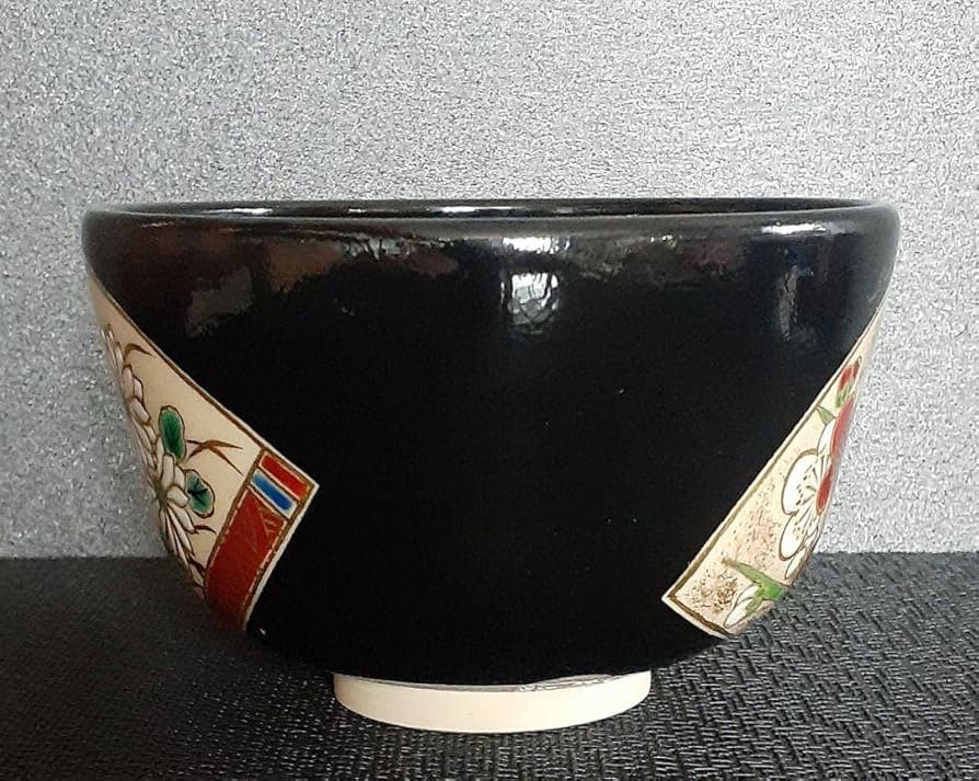 2538 京焼名工鳴滝窯橋本城岳造仁清字扇面文茶碗未使用