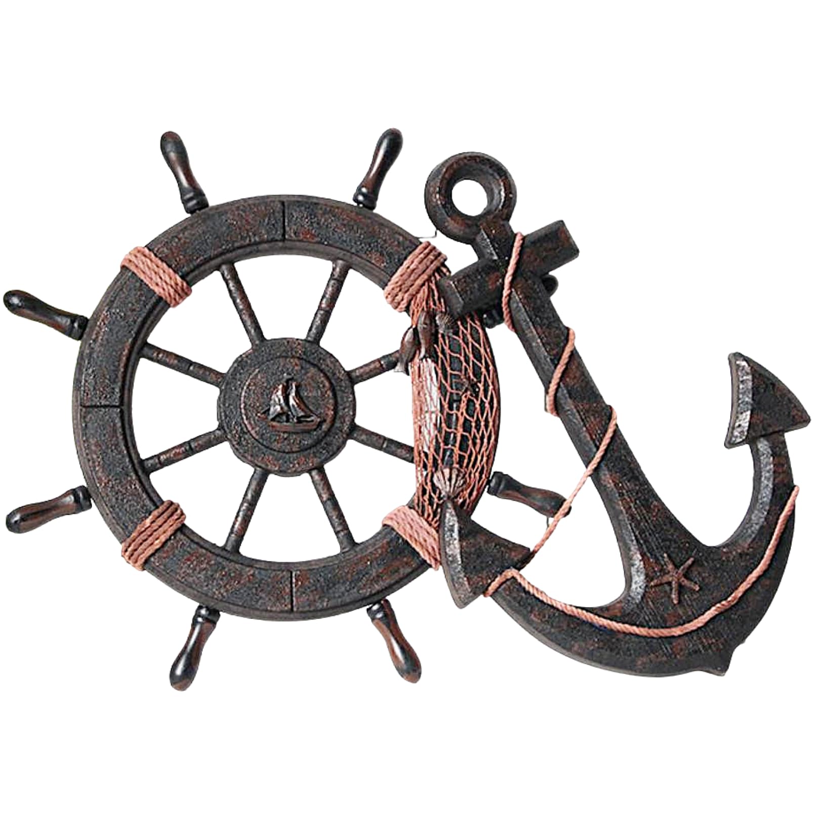 Amazon.co.jp: heizi 船 舵 インテリア 舵輪 錨 置物 海 海賊 オブジェ