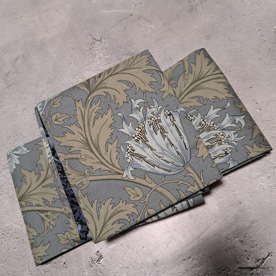 半幅帯 長尺 ウィリアムモリス いちご泥棒 エメラルド×アネモネ