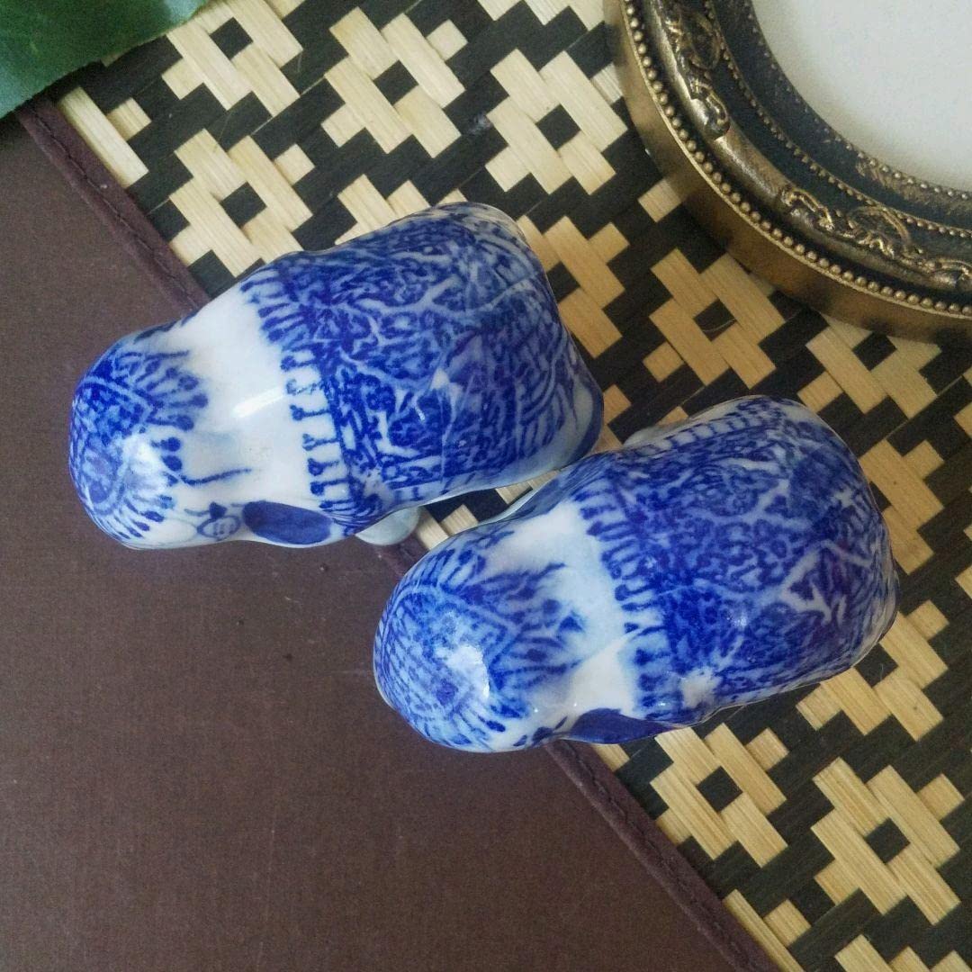 Amazon.co.jp: 象の置物 エレファント オブジェ 陶器製 タイ 象 青白