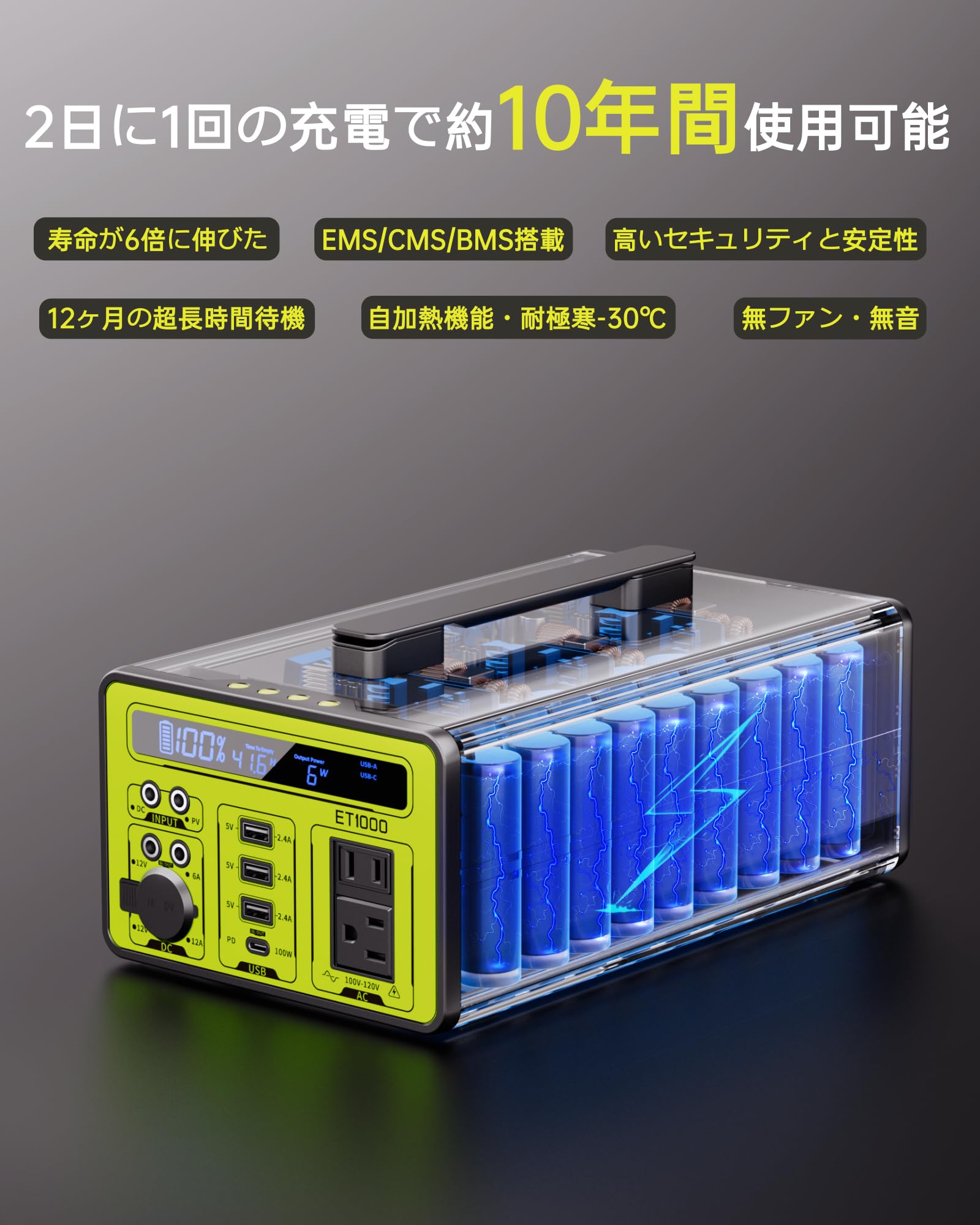 Acecow ポータブル電源 大容量 69600mAh/1030Wh 1000W 【公式通販】