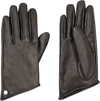 Armani Exchange AIX METALLIC, FAUX LEATHER GLOVES, Black, Size XS