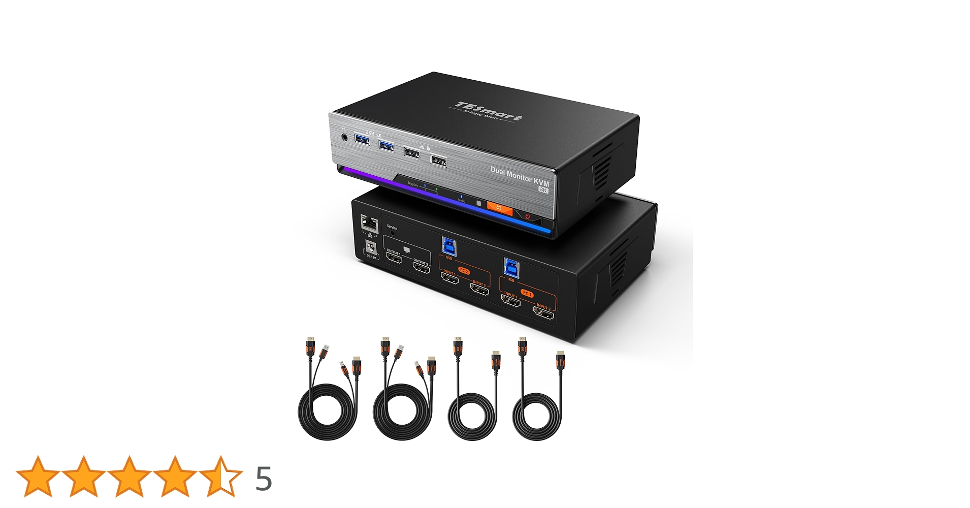 TESmart - HKS202-M24 8K@60Hz KVMスイッチ HDMI 2入力2出力 2台