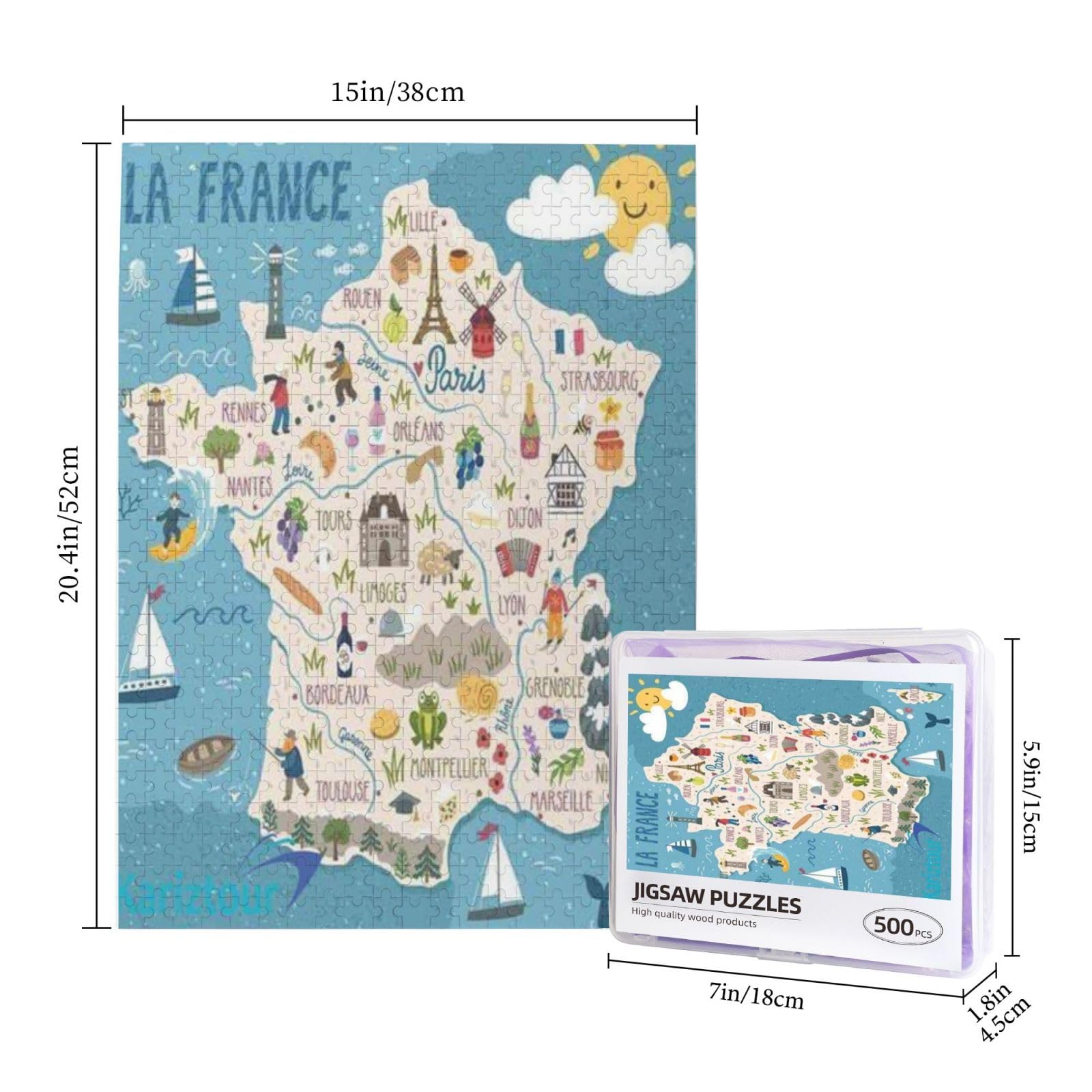 Amazon.co.jp: 500ピース ジグソーパズル フランス 地図 大人用 木製