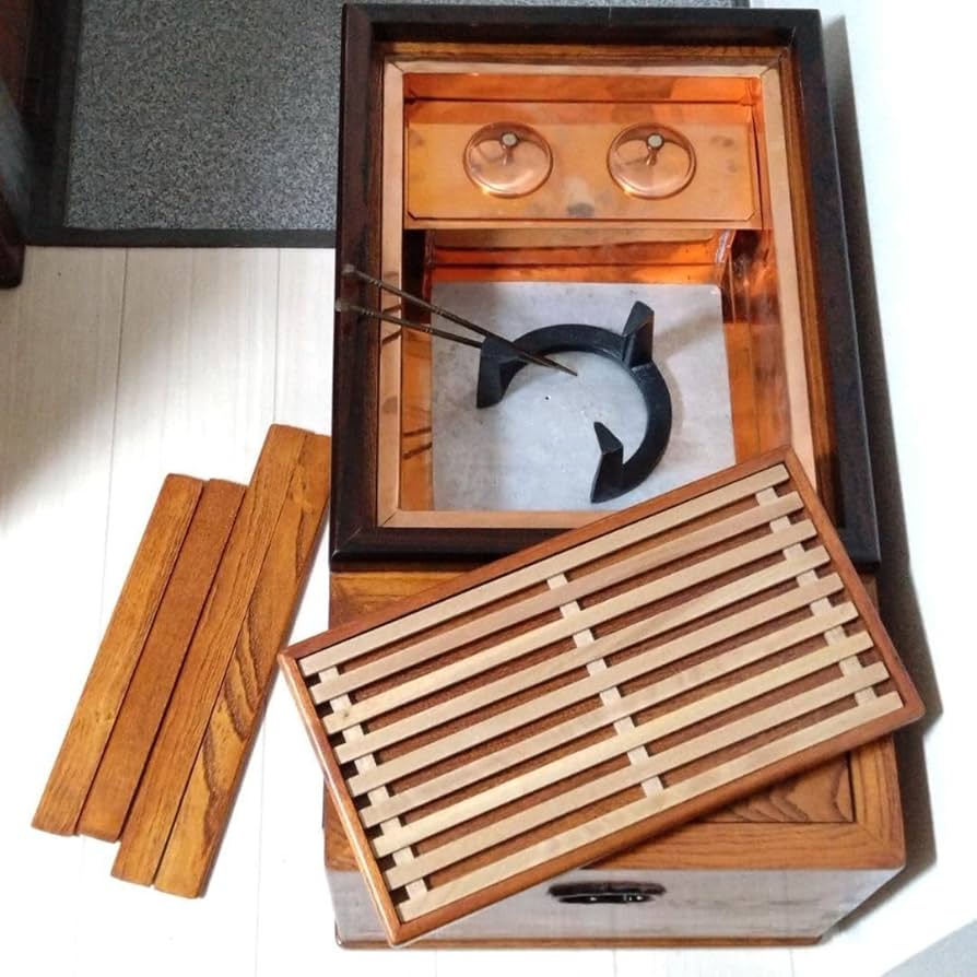 黒い木製火鉢用穴付き 江戸火鉢 2個セット 黒い木製火鉢用穴付き 江戸