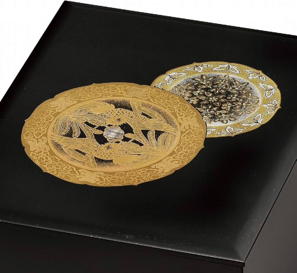 漆器 文箱 黒地金色模様 漆器 文箱 黒地金色模様