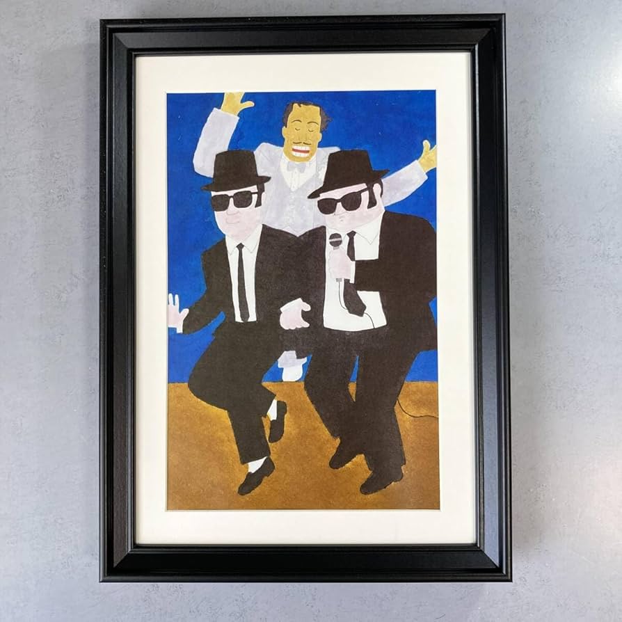 □和田誠『映画 七人の侍』B5サイズ 額入り 貴重イラスト 印刷物 ポスター