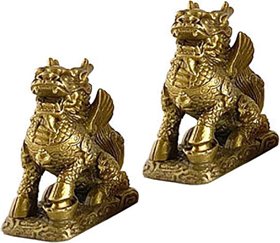 中国アンティーク威厳のある姿が美しい幸運を呼び込む霊獣、麒麟の石製