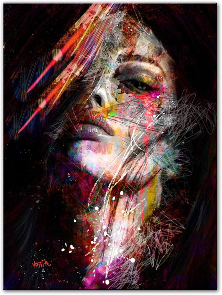 Amazon.co.jp: 落書きアート女性の顔カラフルな抽象的な壁アート