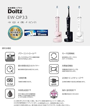 Amazon.co.jp: パナソニック 電動歯ブラシ ドルツ ピンク EW-DP33-P