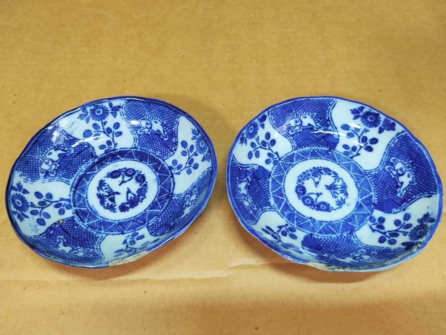 伊万里焼の印判 大皿 30cm 伊万里 染付 印判 鳳凰に龍図 7寸