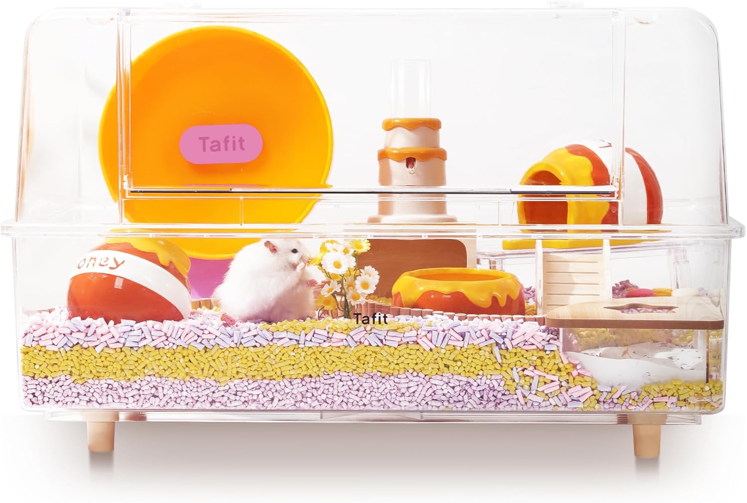 人気 Ruexueの大型ハムスターケージ、ハムスターの二階建て大別荘,完全