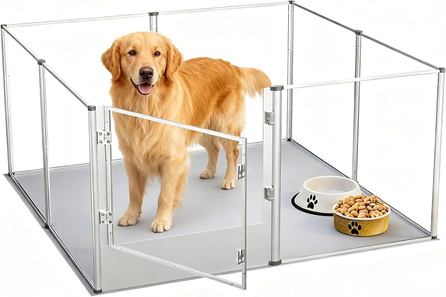 Amazon | BingoPaw 大型犬用サークル アクリル 透明パネル 中型犬 室内