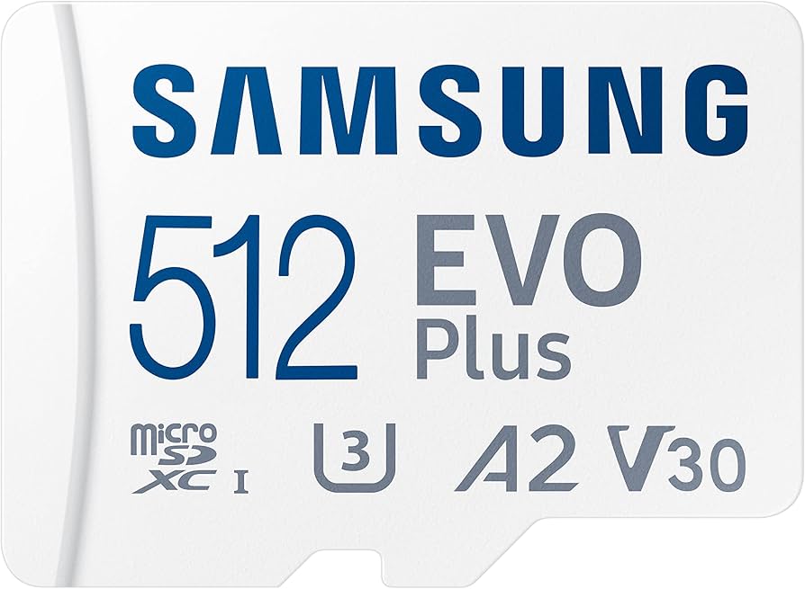 SAMSUNG EVO Plus com adaptador SD de 512 GB Micro SDXC, até 130 MB