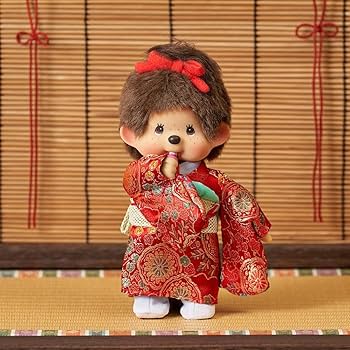 Amazon.co.jp: 久月official オリジナル お着物姿モンチッチ 女の子 赤