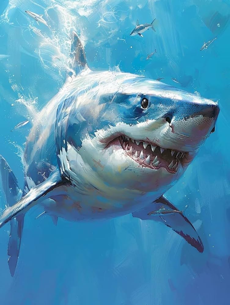 Amazon.co.jp: 数字油絵 サメ, Paint by Numbers 初心者と大人 適用