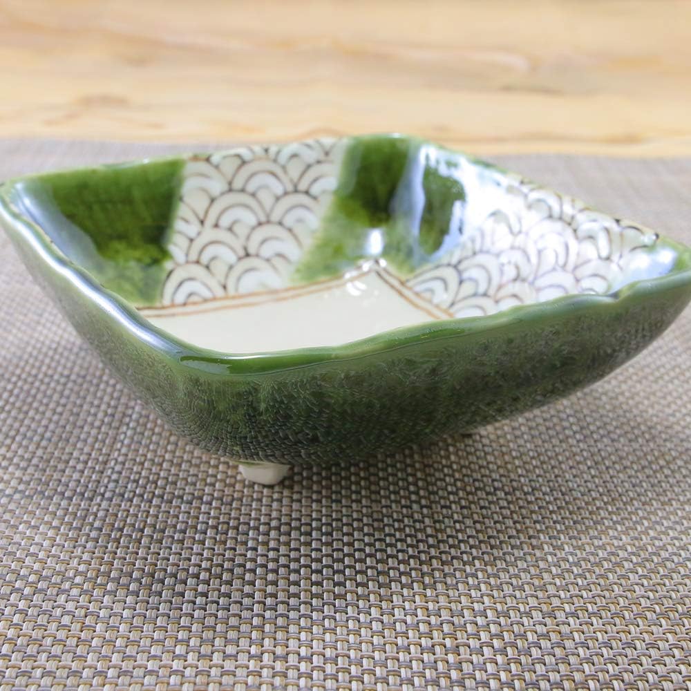 2420 古美術青磁三足菓子鉢時代物