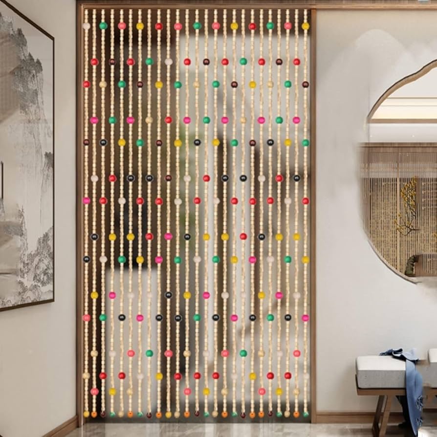 Amazon｜木製ビーズカーテン 天然竹 珠のれん クリスタル のれん 木製