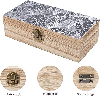 Amazon｜木製ボックス 和風 花柄 イチョウの葉 収納ケース